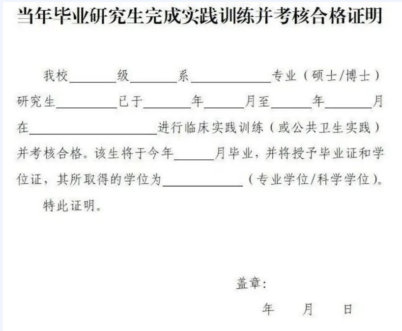 附件4：當年畢業研究生完成實踐訓練并考核合格證明