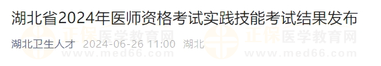 湖北省2024年醫師資格考試實踐技能考試結果發布